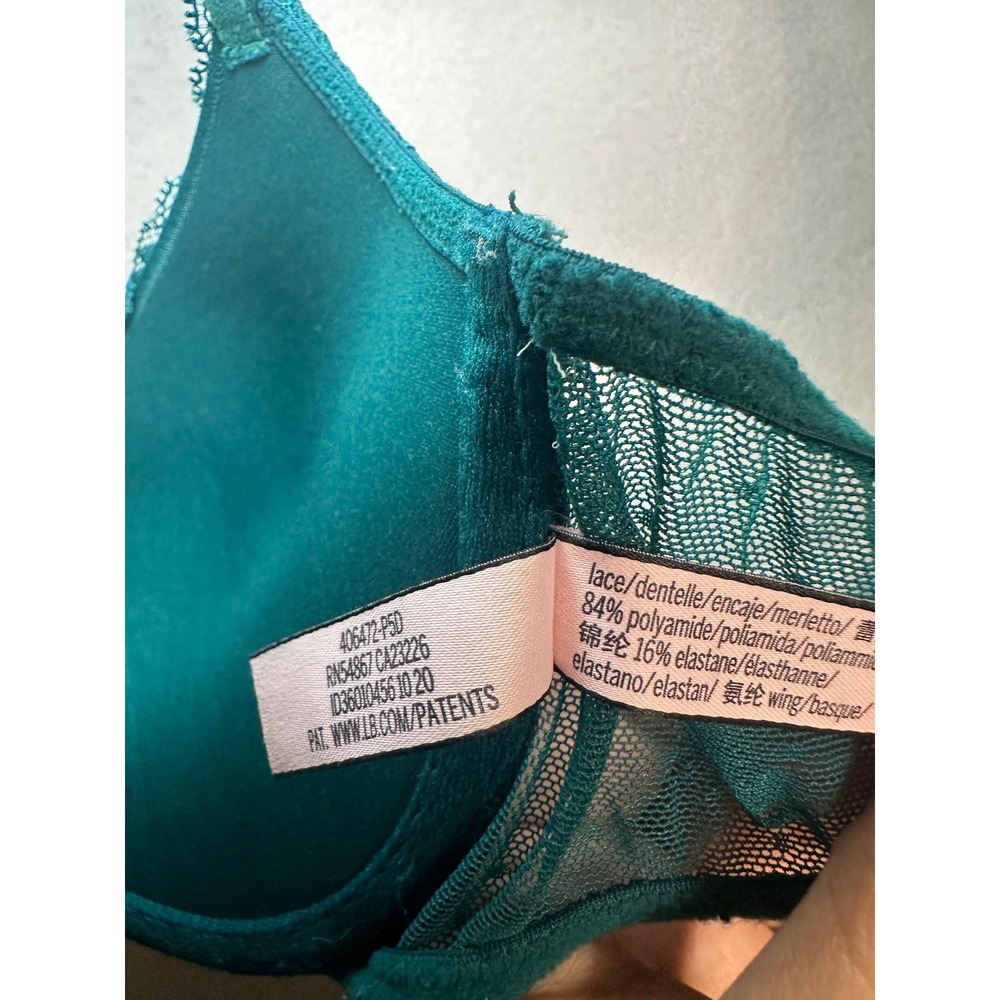 Victorias‎ Secret Emerald Green Lace Push-Up Bra Front Close Racerback 32D - Picture 8 of 8